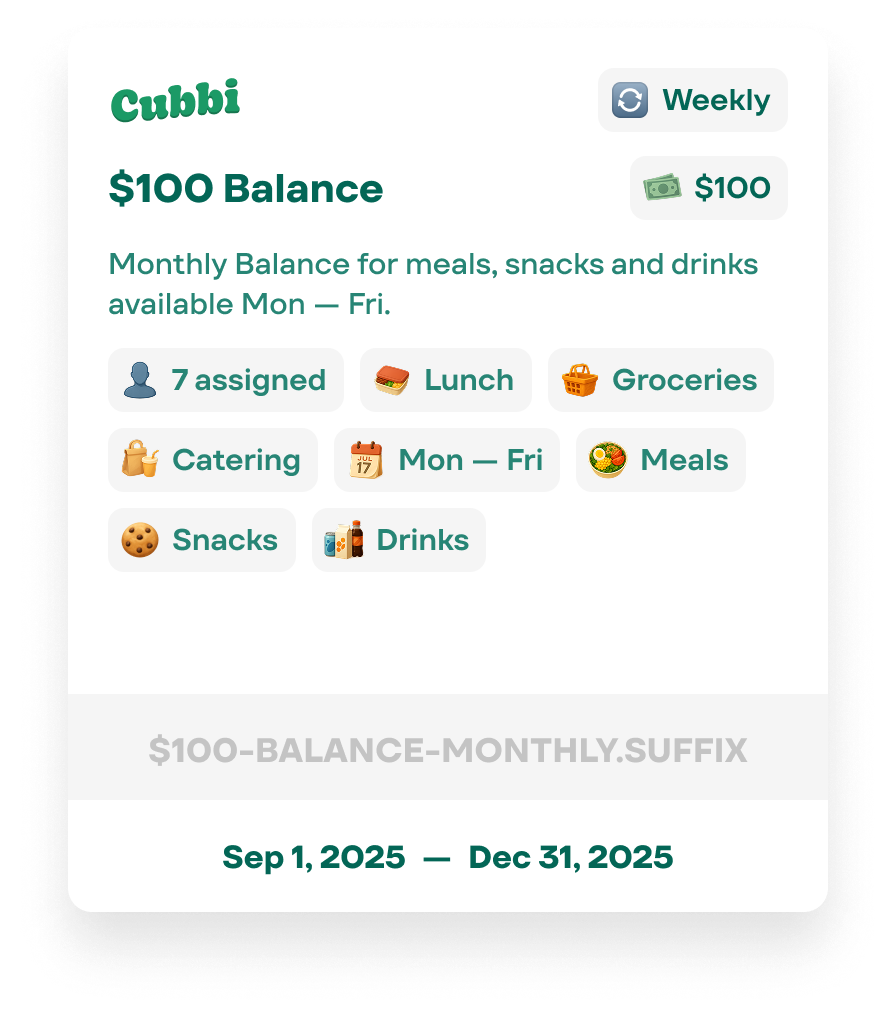 Benefit card — Balance type