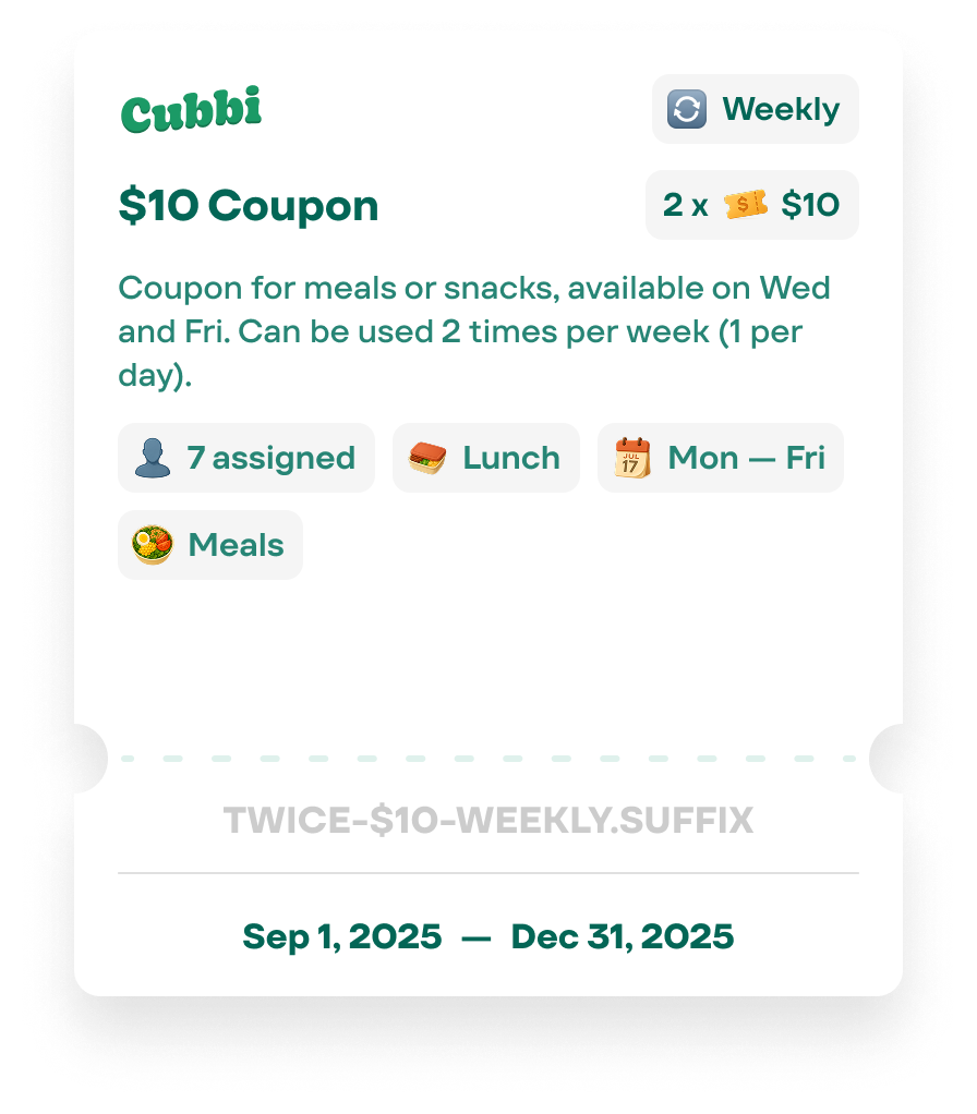 Benefit card — Coupon type
