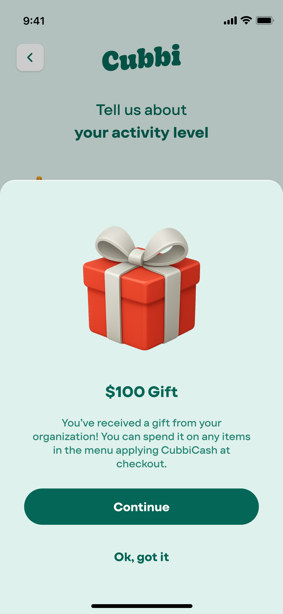 Employee wallet — gift received notification