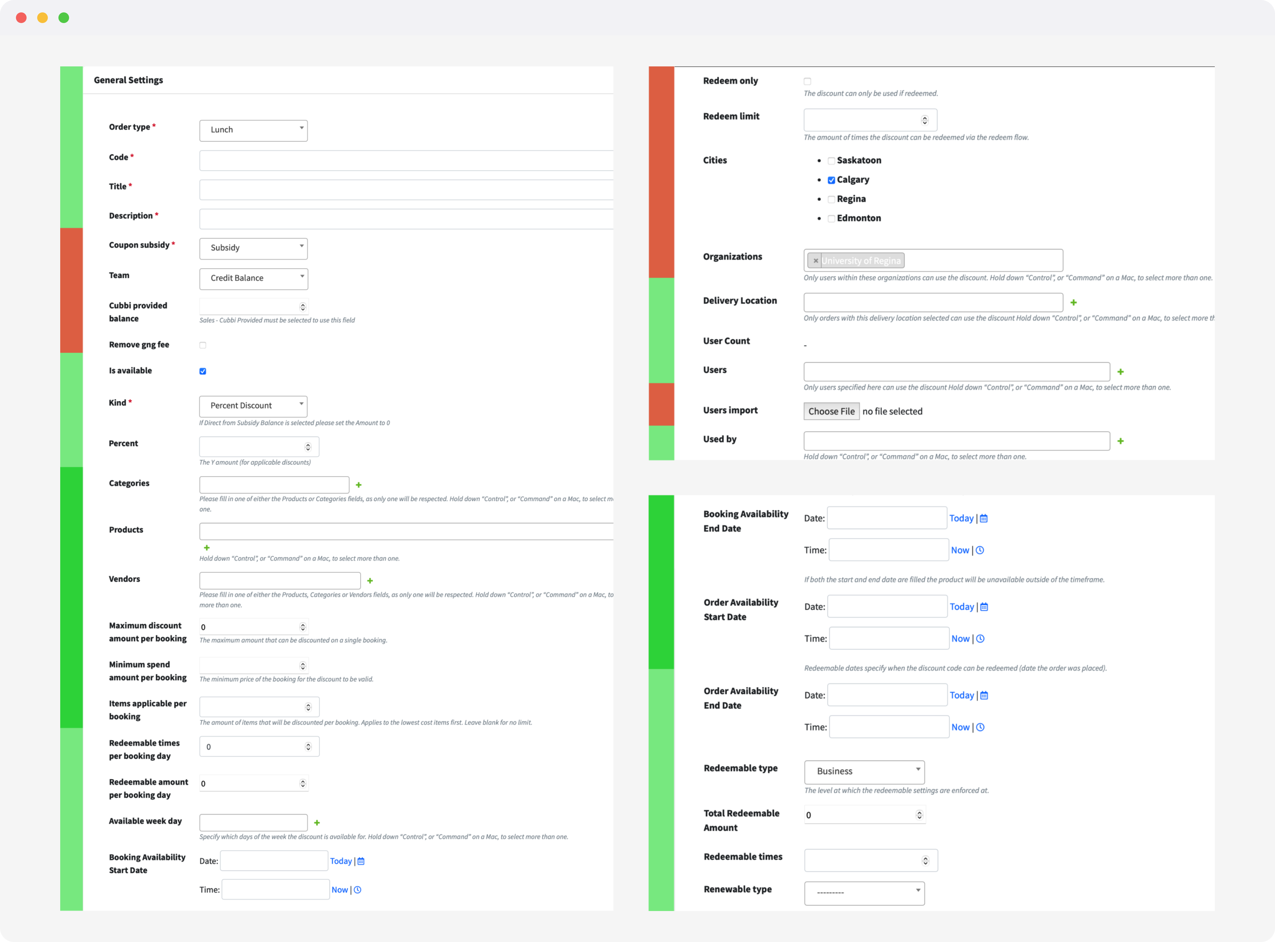 Original 40-field internal form, colour-coded by what each field was for