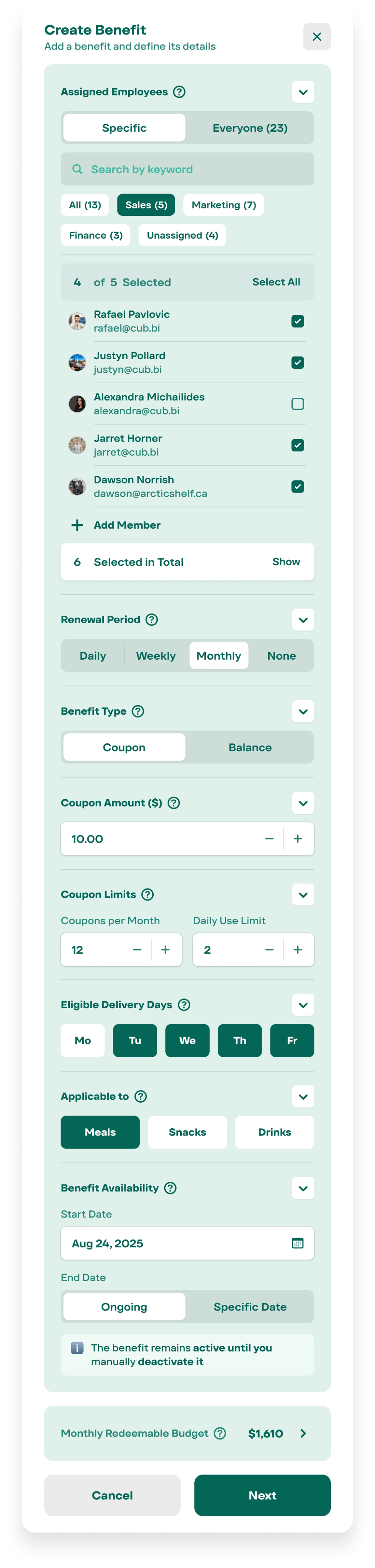 Benefit creation — Step 1