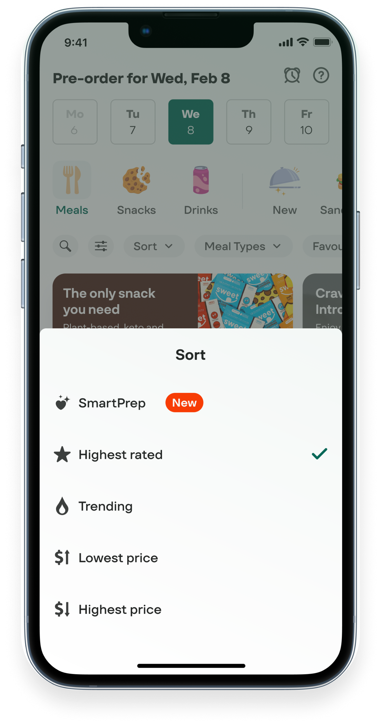 Sort option — redirects to setup if not configured