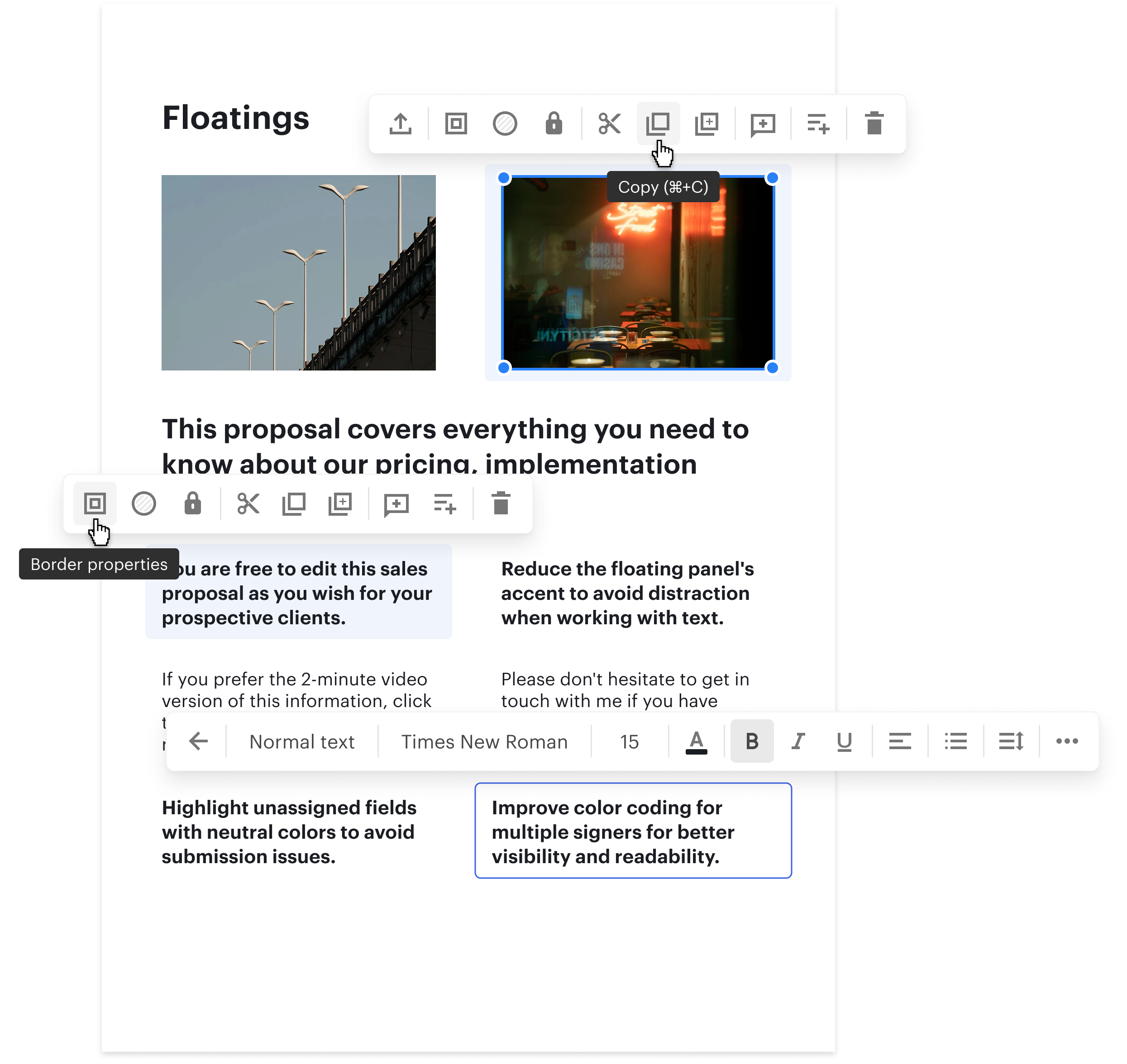 PandaDoc Editor — blocks and fields overview