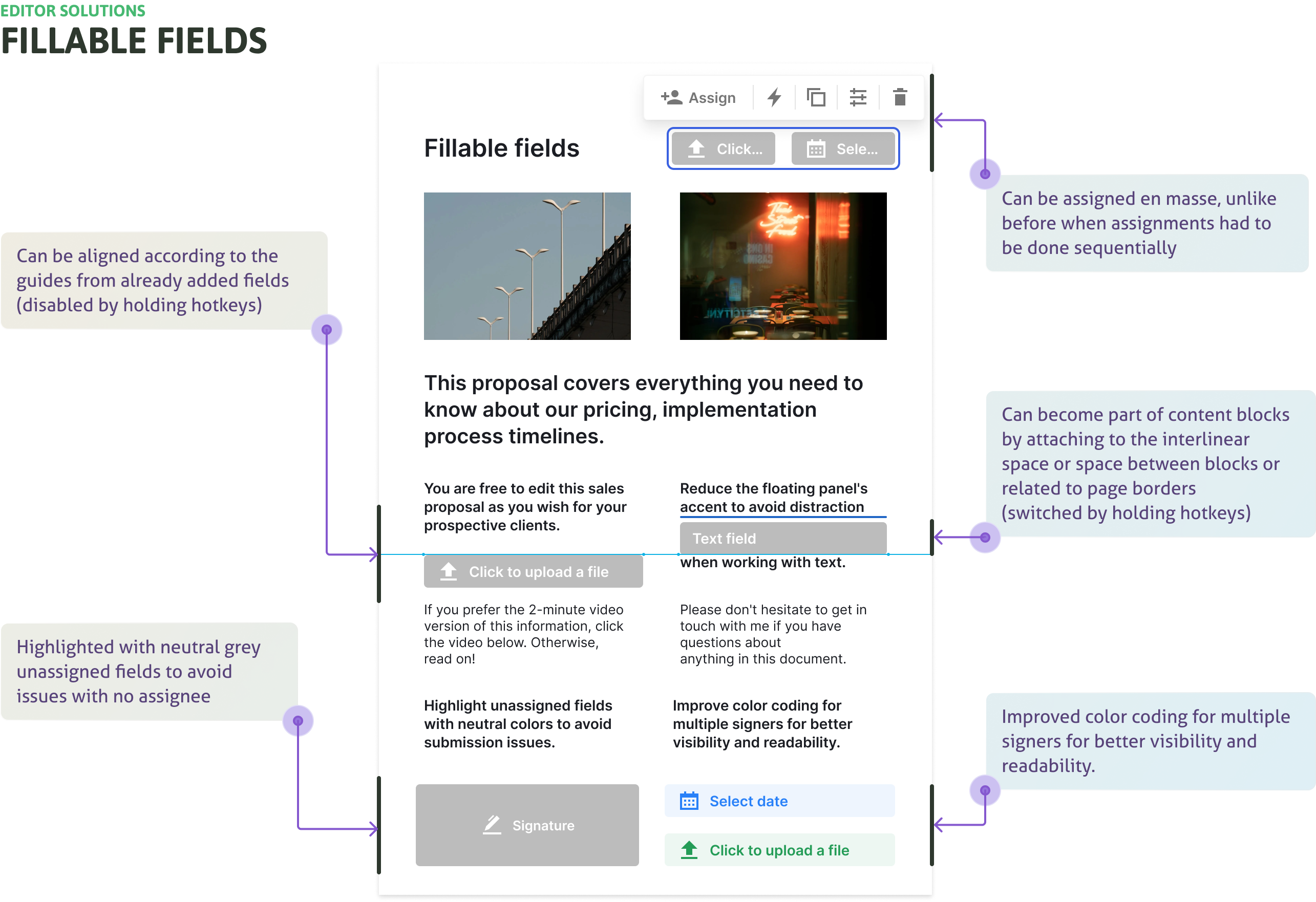 Design solutions — contextual menus and field system